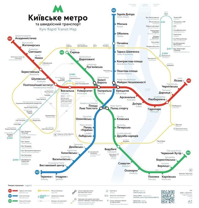 Mapa de las estaciones de metro de Kiev