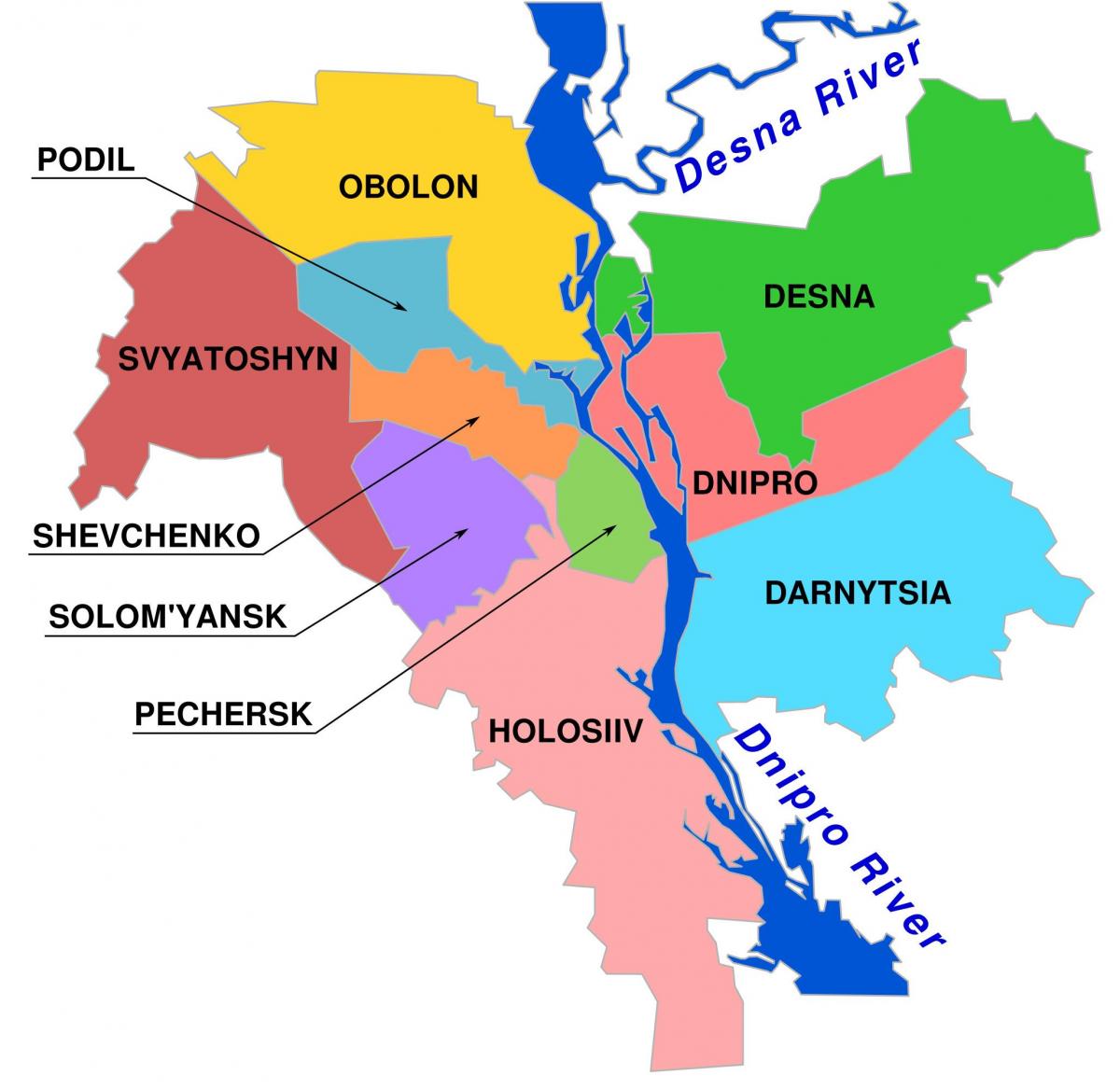Mapa del distrito de Kiev