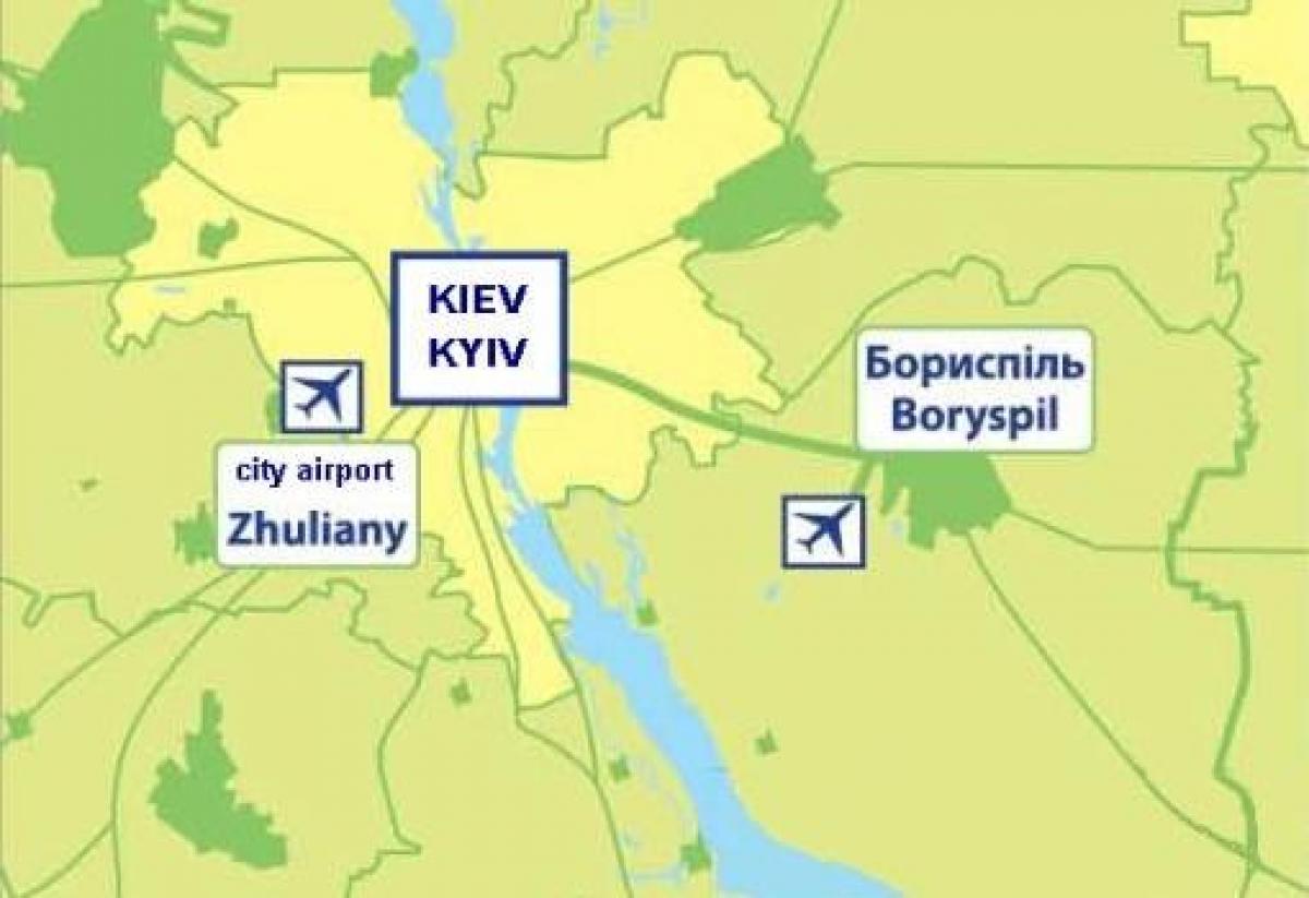 Mapa de los aeropuertos de Kiev